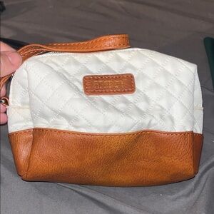 White and Tan Quilted Women's Bag